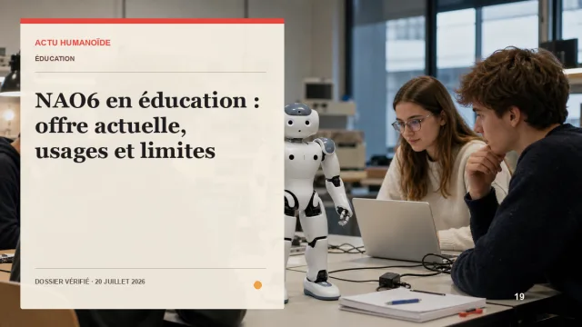 Scène photographique illustrant le dossier « NAO6 en éducation : offre actuelle, usages et limites »